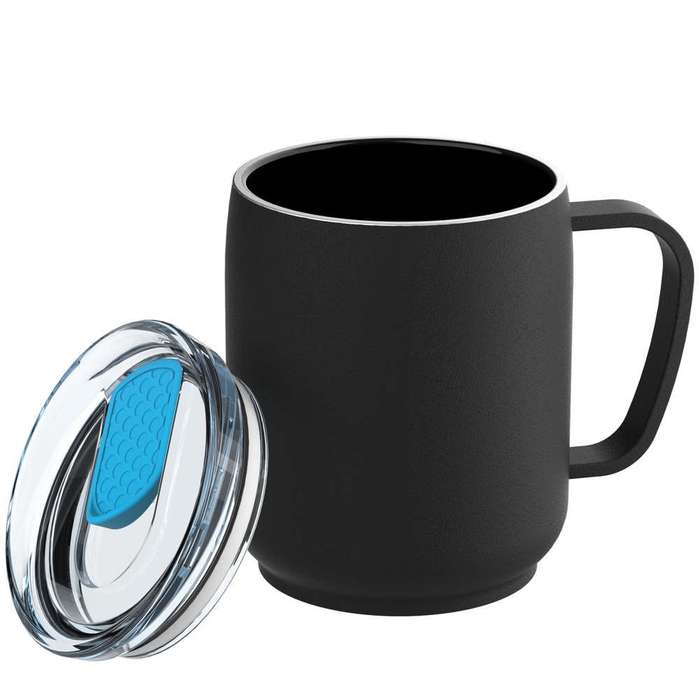 Thermobecher RETUMBLER-myNIZZA CERAMIC - schwarz, cyan, transparent