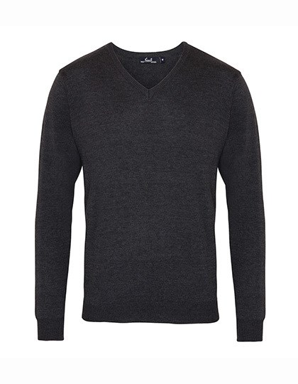 Premier Workwear - Men´s V-Neck Knitted Sweater - Charcoal
