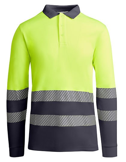 Roly Workwear - Poloshirt Atrio Longsleeve - Lead 23, Fluor Yellow 221
