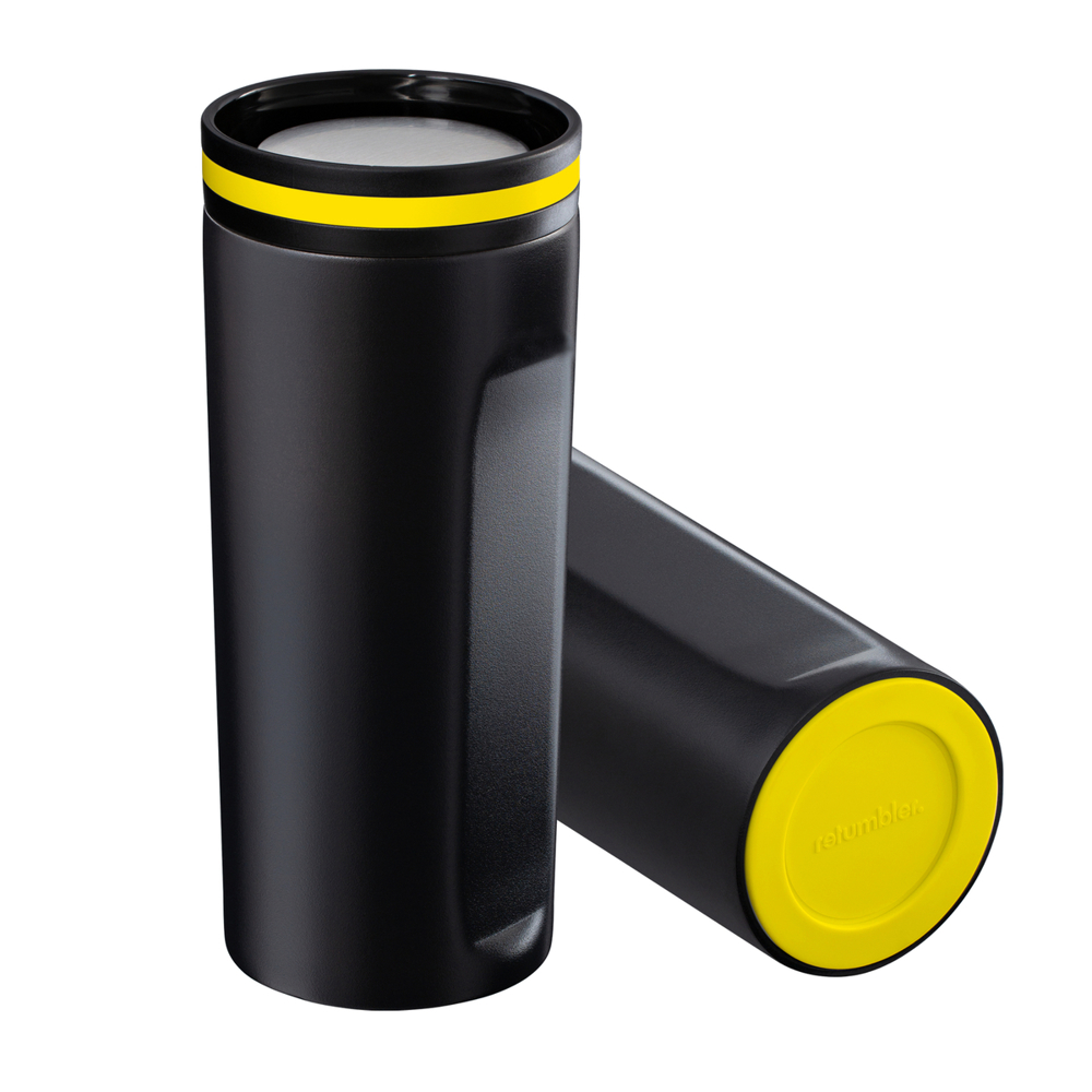 Thermobecher RETUMBLER-mySTEELONE - gelb, schwarz, silber, weiß