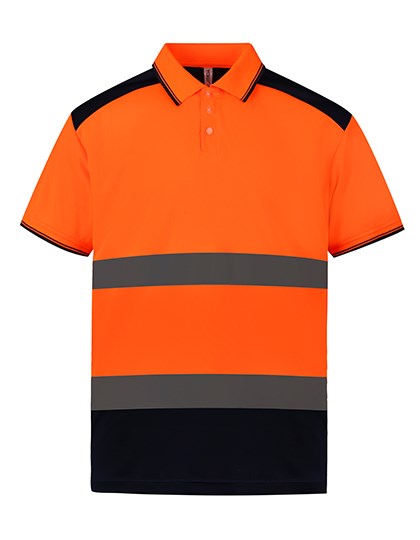 YOKO - Hi-Vis Two-Tone Polo - Hi-Vis Orange, Navy
