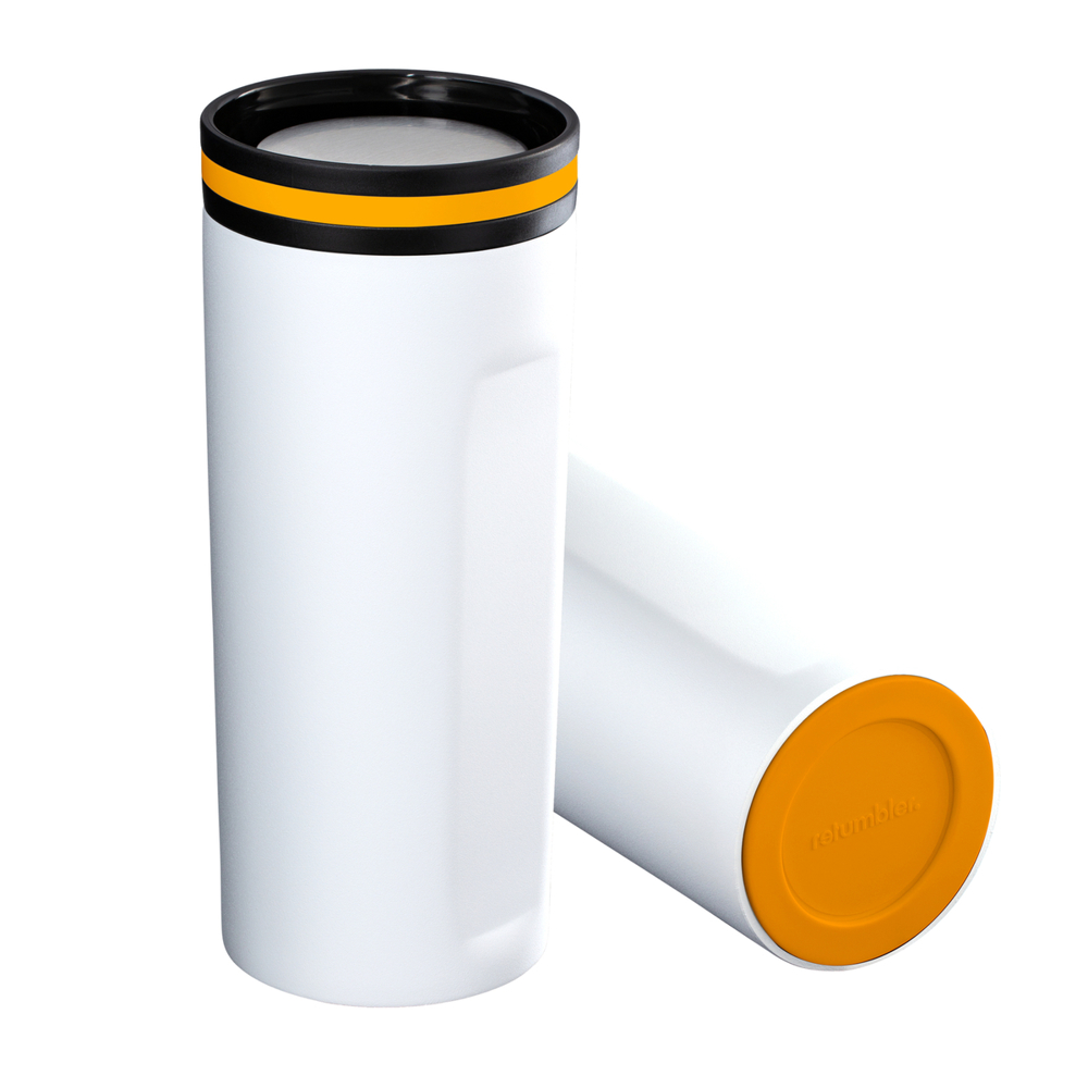 Thermobecher RETUMBLER-mySTEELONE - orange, silber, weiß