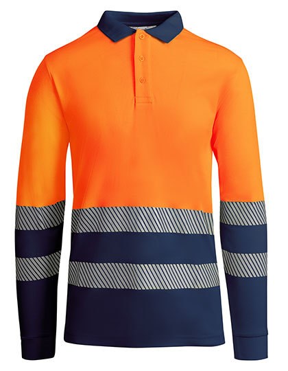 Roly Workwear - Poloshirt Atrio Longsleeve - Navy Blue 55, Fluor Orange 223