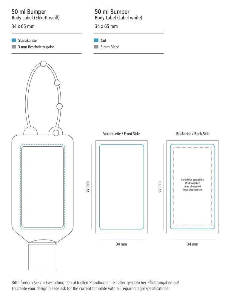 Hände-Desinfektionsgel (DIN EN 1500), 50 ml Bumper (schwarz), Body Label (R-PET)