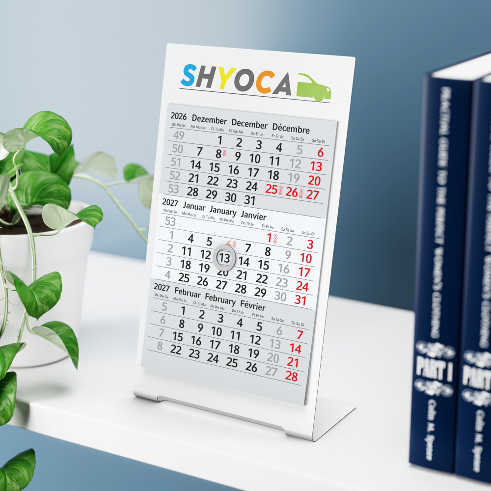Tischkalender Desktop 3 Color, 1 Jahr, weiß