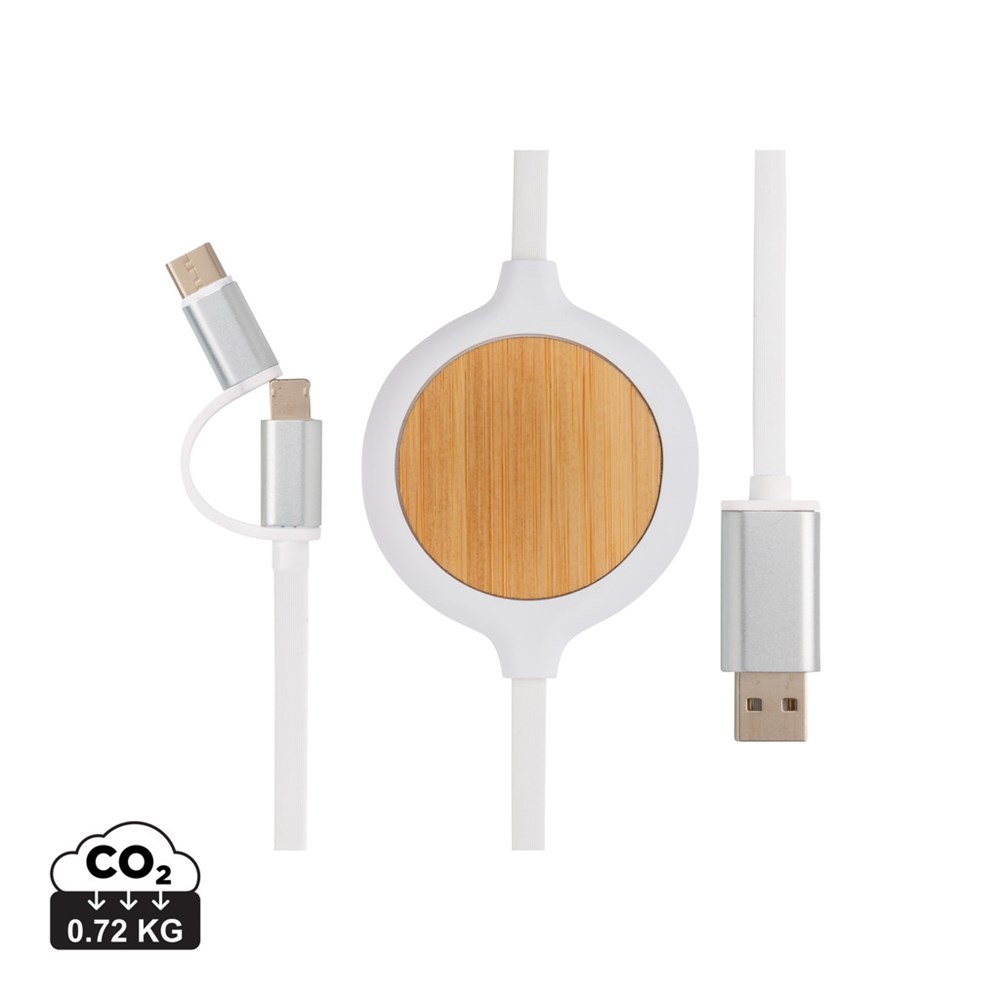 3-in-1 Kabel mit 5W Bambus Wireless Charger