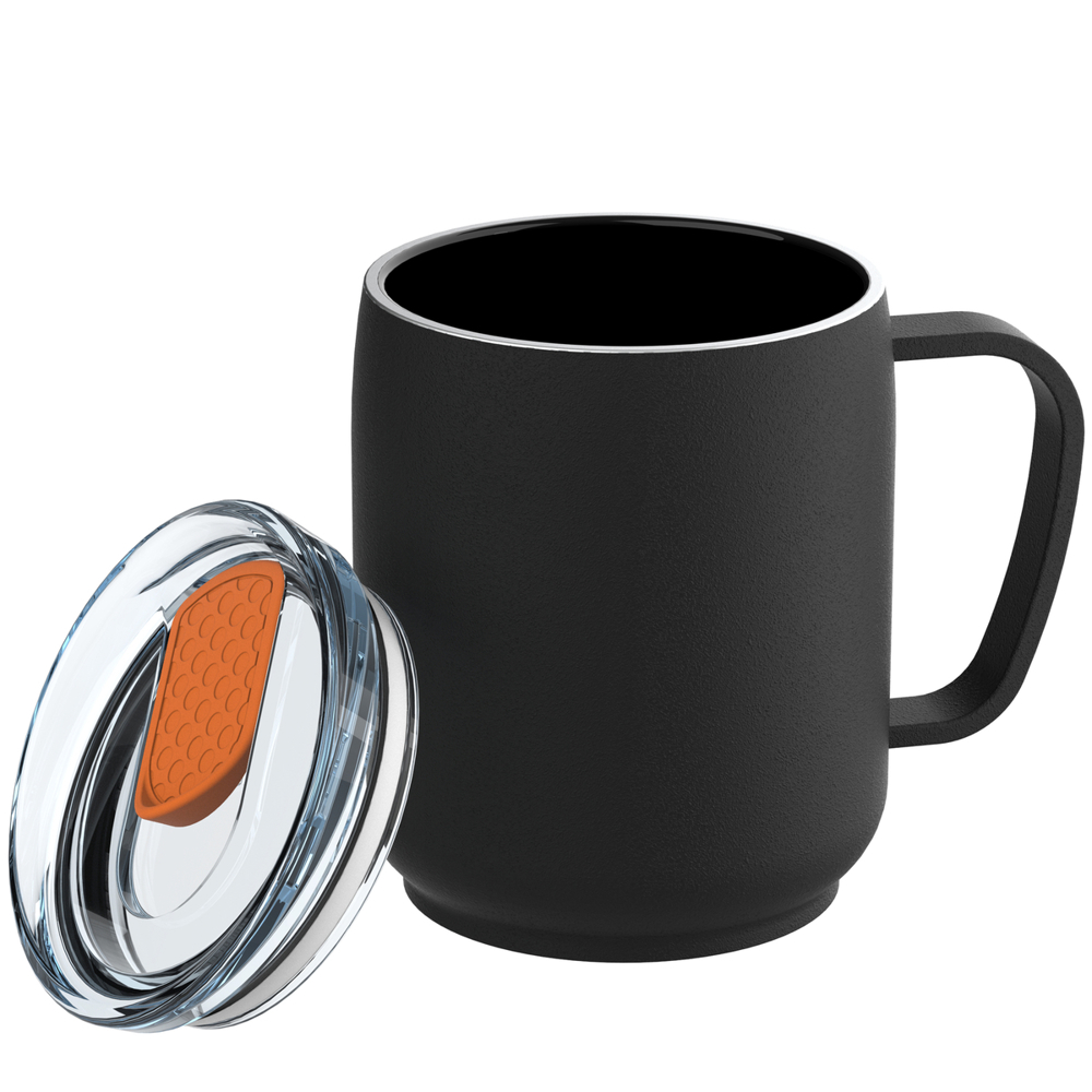 Thermobecher RETUMBLER-myNIZZA CERAMIC - schwarz, orange, transparent