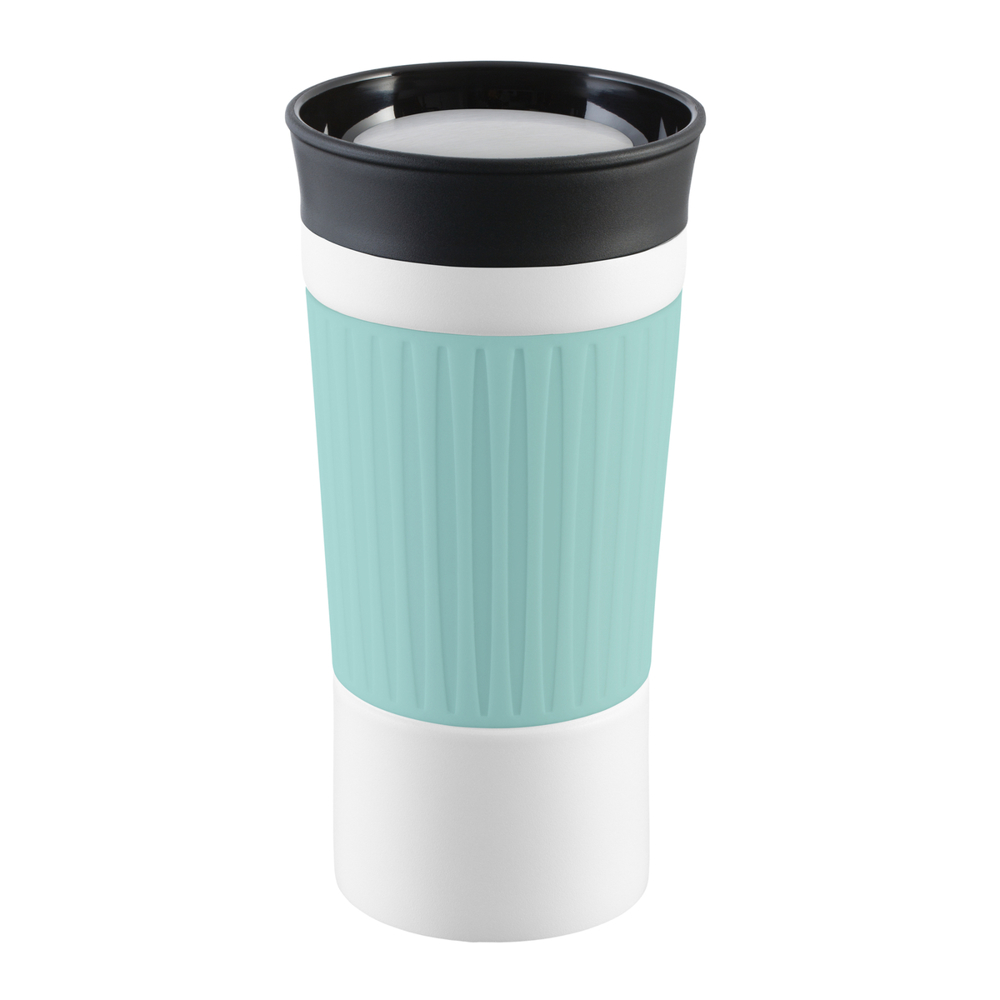 Thermobecher RETUMBLER-myKINGSTON - schwarz, weiß, hellblau