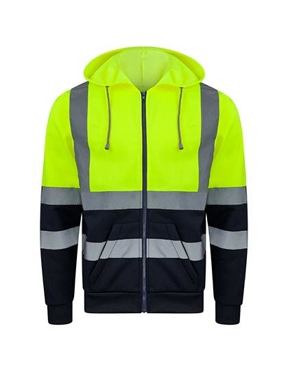 Korntex - Hi-Vis Workwear Hooded Sweat-Jacket Galway - Signal Yellow, Navy