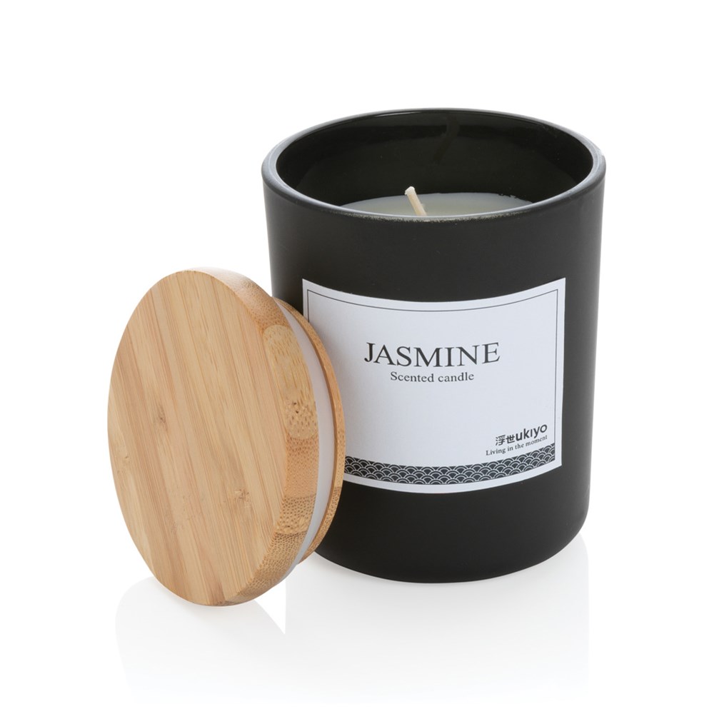 Ukiyo Deluxe parfümierte Kerze mit Bambusdeckel - schwarz (± PMS Black)