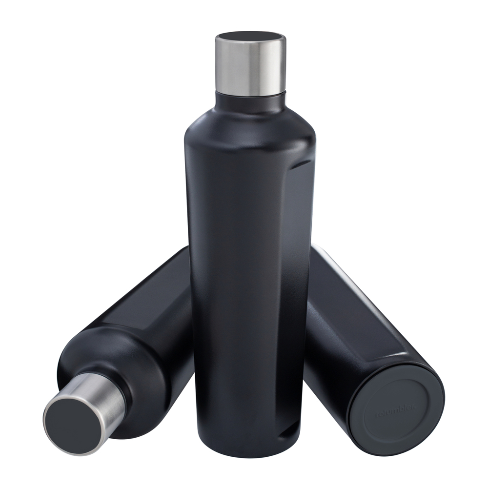 Thermotrinkflasche RETUMBLER-mySTEELONE - dunkelgrau, schwarz, silber