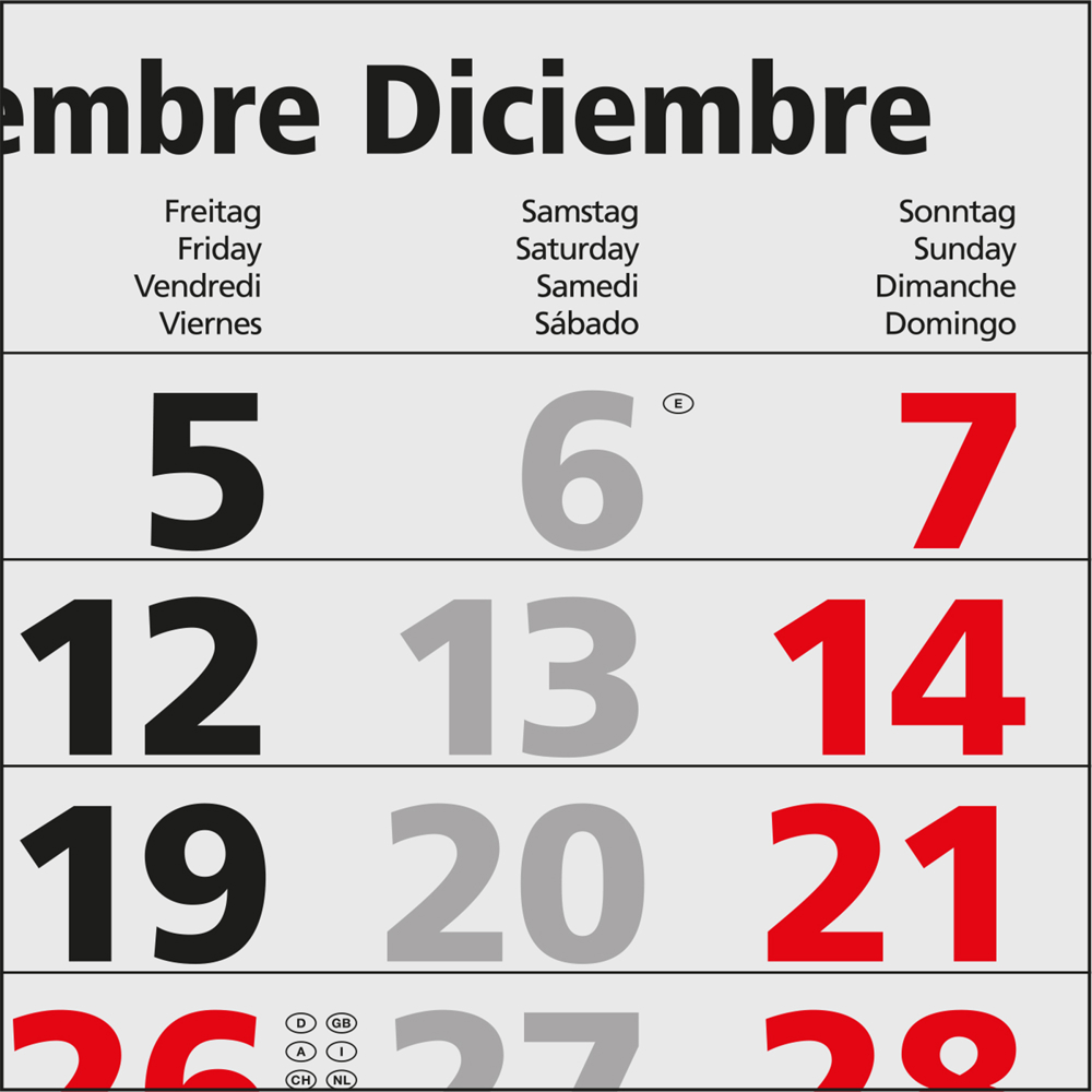 4-Monatskalender Mehrblock Quadro Light 4, Deutschland
