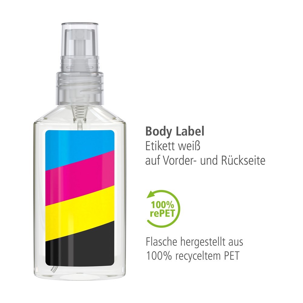 Hände-Desinfektionsspray (DIN EN 1500), 50 ml, Body Label (R-PET)