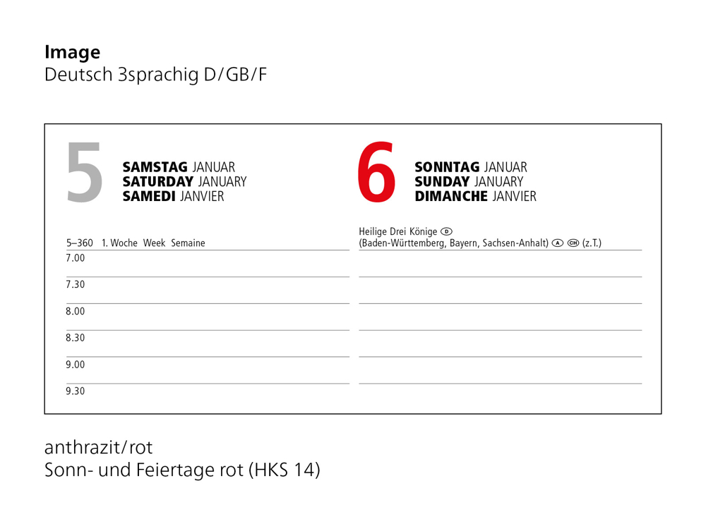 Tageskalender Image, dunkelblau, Siebdruck-Digital