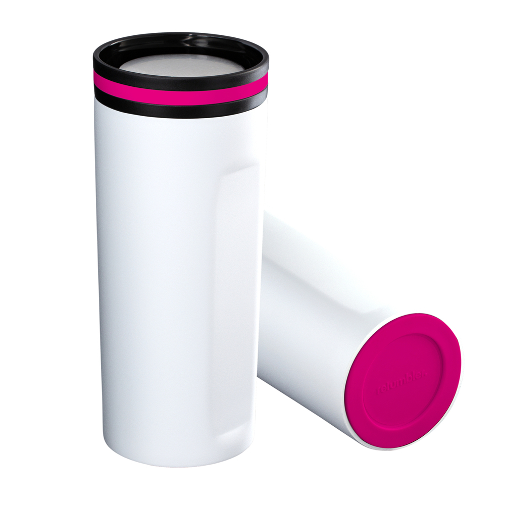 Thermobecher RETUMBLER-mySTEELONE - magenta, silber, weiß