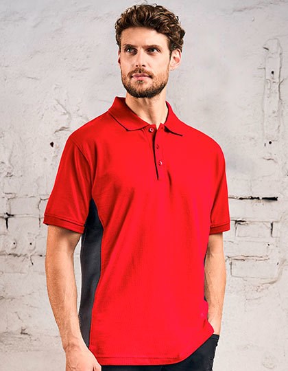 EXCD by Promodoro - Unisex Contrast Polo - Fire Red, Charcoal (Solid)