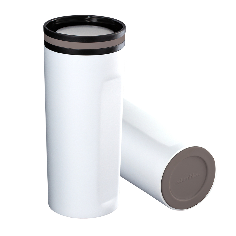 Thermobecher RETUMBLER-mySTEELONE - braun, silber, weiß