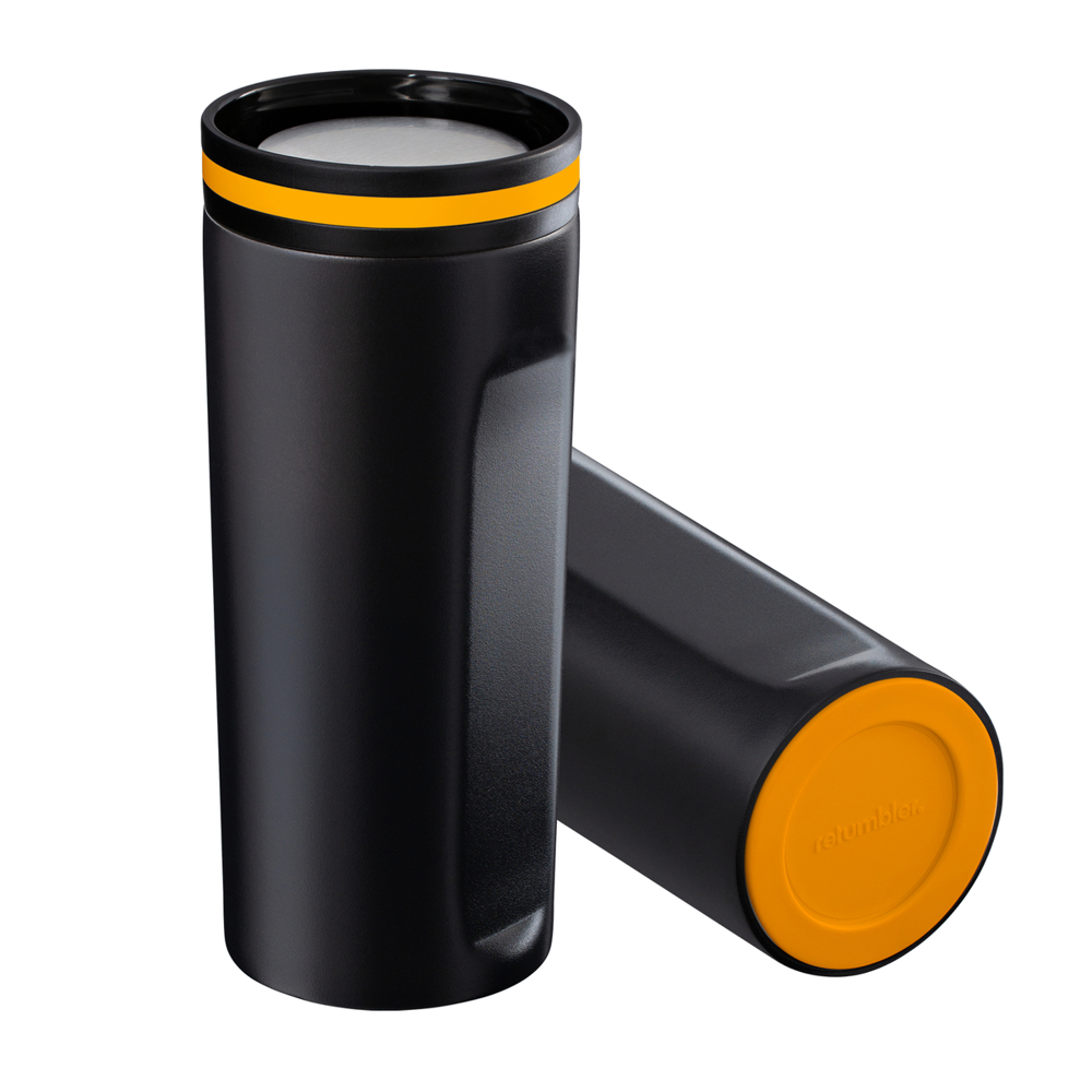 Thermobecher RETUMBLER-mySTEELONE - orange, schwarz, silber, weiß