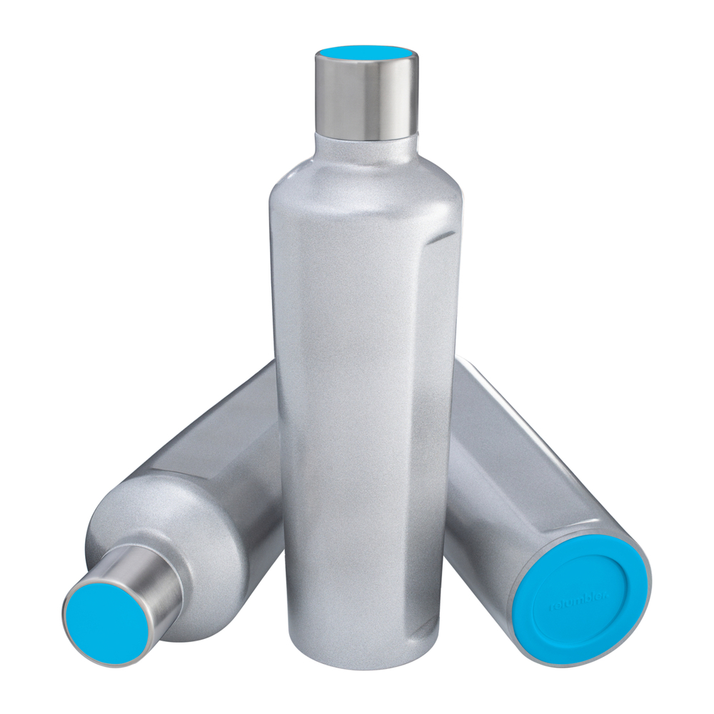 Thermotrinkflasche RETUMBLER-mySTEELONE - cyan, silber