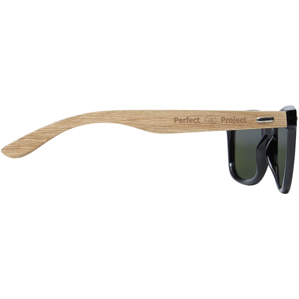 Hiru verspiegelte polarisierte Sonnenbrille aus rPET/Holz in Geschenkbox